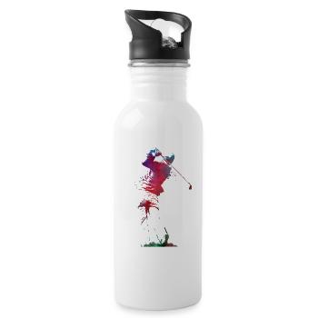 sport golf player - Water bottle with straw - white - Right