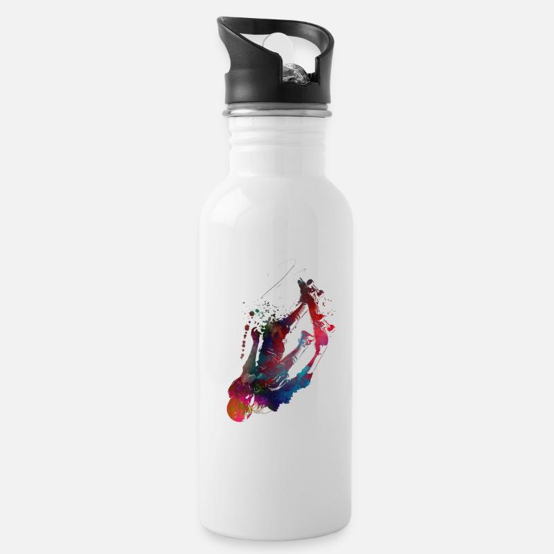 skateboard sport - Water bottle with straw - white