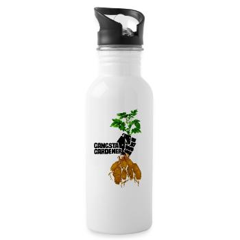Gangsta Gardener Kartoffel - Trinkflasche mit integriertem Trinkhalm - Weiß - Rechts