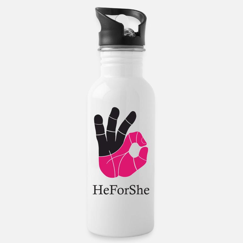 HeForShe | He For She | He For She Campaign - Gourde avec paille intégrée - blanc