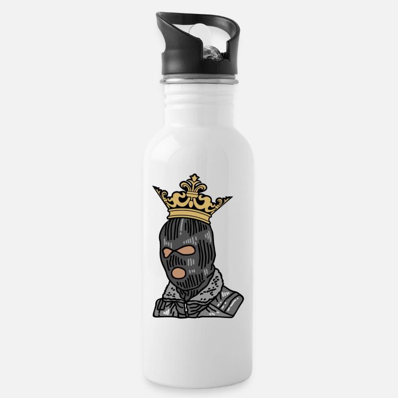 Maskierter Monarch Graff Couture - Trinkflasche mit integriertem Trinkhalm - Weiß
