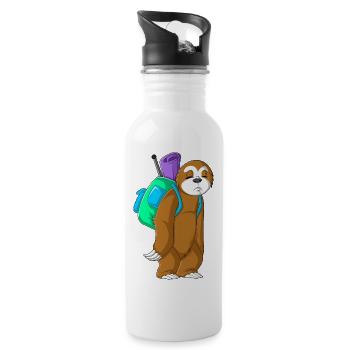 camping sloth - Gourde avec paille intégrée - blanc - Droite