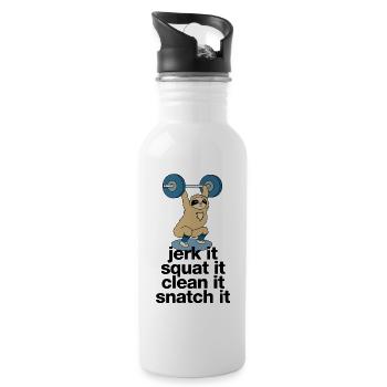 Sloth in weightlifting - Water bottle with straw - white - Right