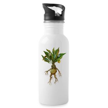 Grimmiges Wurzelwesen Fantasy Design - Trinkflasche mit integriertem Trinkhalm - Weiß - Rechts