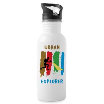 Urban Explorer - Urbex - Trinkflasche mit integriertem Trinkhalm - Weiß - Rechts