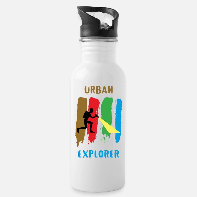 Urban Explorer - Urbex - Gourde avec paille intégrée - blanc