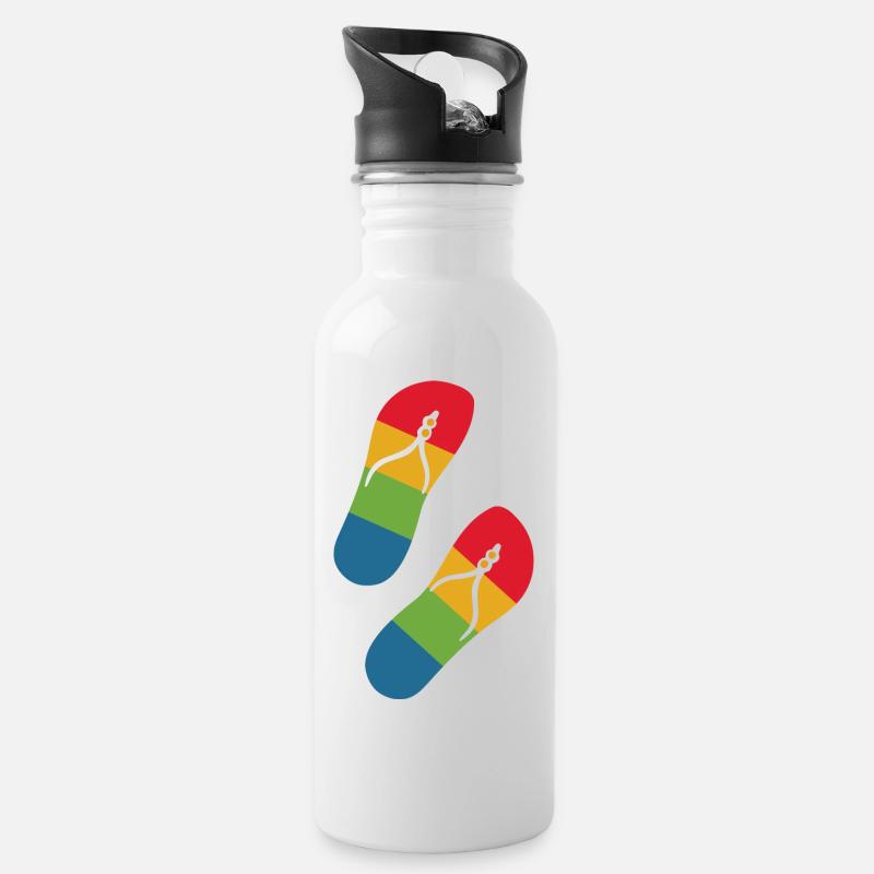 rainbow slippers - Trinkflasche mit integriertem Trinkhalm - Weiß