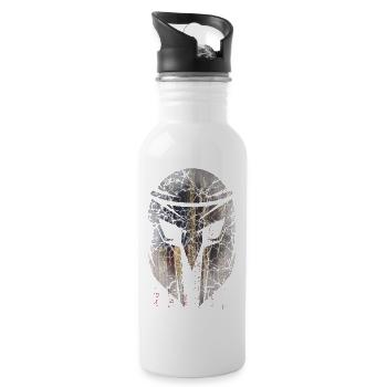 American, Spartanischer Helm patriotic USA Flag - Trinkflasche mit integriertem Trinkhalm - Weiß - Rechts