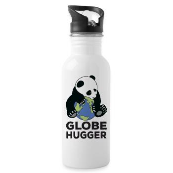 Globe Hugger Panda Hugging Planet Earth Save Nature - Water bottle with straw - white - Right