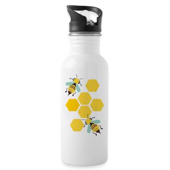 Abeilles - Gourde avec paille intégrée - blanc - Droite