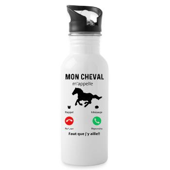 mon cheval m'appelle - Gourde avec paille intégrée - blanc - Droite