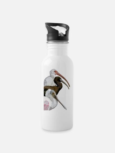 Ibis et spatule - Gourde avec paille intégrée - blanc