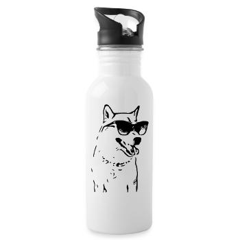 Cool BossDog avec lunettes de soleil (1c, thème chien) - Gourde avec paille intégrée - blanc - Droite