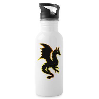 Drache, Drachen, dragon, draco, Feuer, fire - Trinkflasche mit integriertem Trinkhalm - Weiß - Rechts