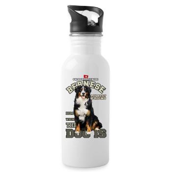 Bernese Mountain Dog - Swiss Mountain Dog - Gourde avec paille intégrée - blanc - Droite