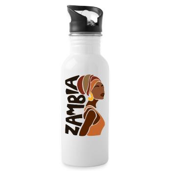 Zambia Sambia sambische Flagge Black Heritage - Trinkflasche mit integriertem Trinkhalm - Weiß - Rechts