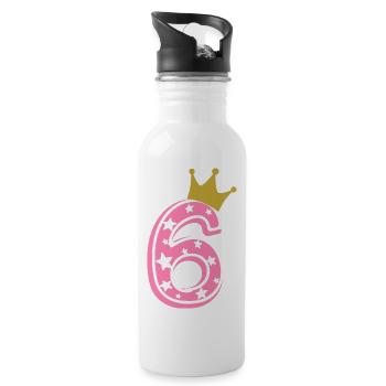 6 Krone 6th birthday 6 years - Water bottle with straw - white - Right