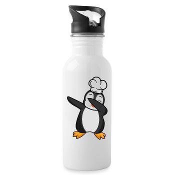 dab dabbing penguin cook winter banquet funny - Water bottle with straw - white - Right