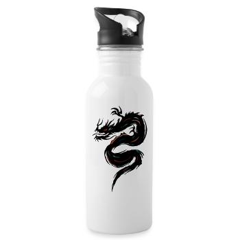 Stammesdrache - Trinkflasche mit integriertem Trinkhalm - Weiß - Rechts
