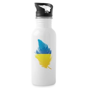 Feder Ukraine - Trinkflasche mit integriertem Trinkhalm - Weiß - Rechts