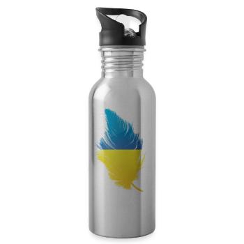 Feder Ukraine - Trinkflasche mit integriertem Trinkhalm - Lightsilver - Rechts