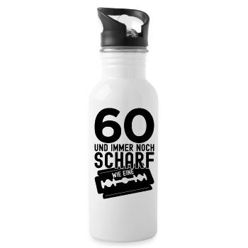 60 JAHRE 1962 SCHARF RASIERKLINGE 60. GEBURTSTAG - Trinkflasche mit integriertem Trinkhalm - Weiß - Rechts