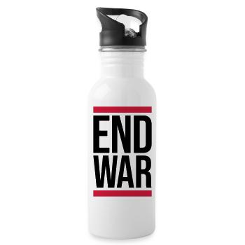End War Stop - Trinkflasche mit integriertem Trinkhalm - Weiß - Rechts