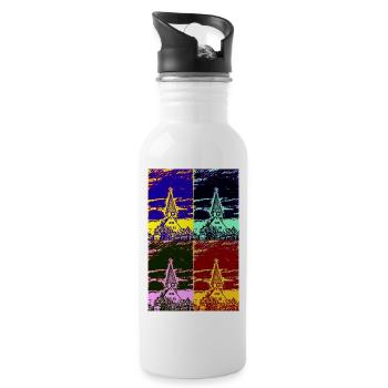Die Kirche im Dorf - Trinkflasche mit integriertem Trinkhalm - Weiß - Rechts
