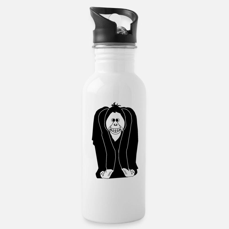 Mr. Orange, white - Water bottle with straw - white