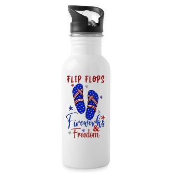 Flip Flops Fireworks Freedom - Water bottle with straw - white - Right