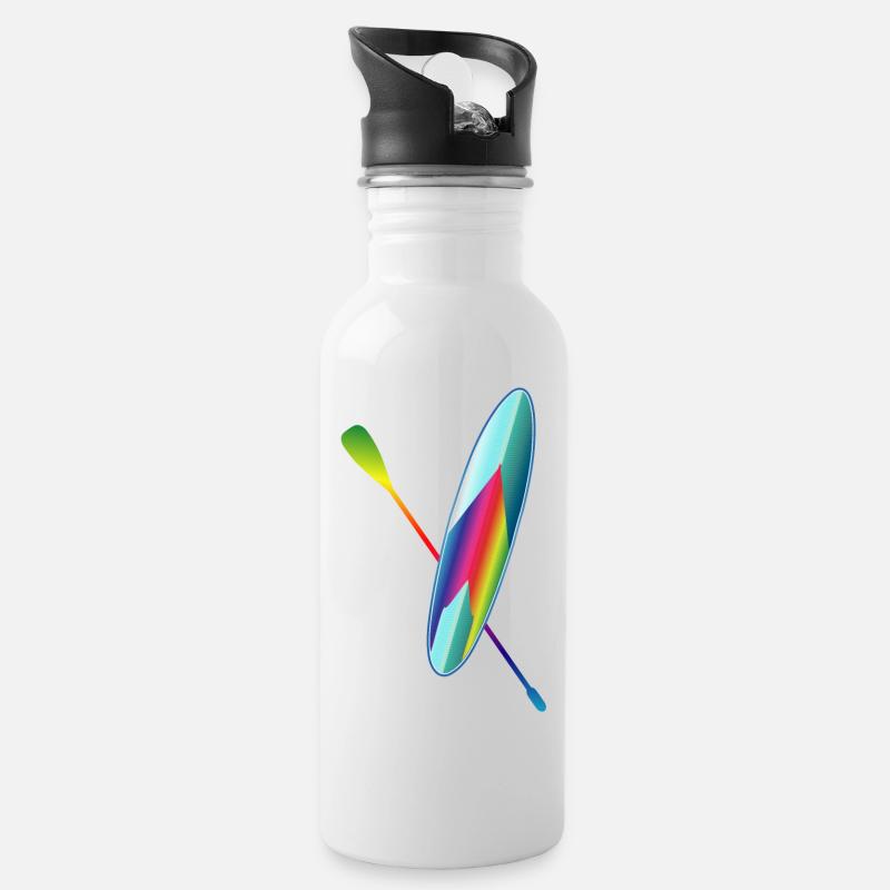 Stand up paddling farbenfrohes Paddle Board - Trinkflasche mit integriertem Trinkhalm - Weiß