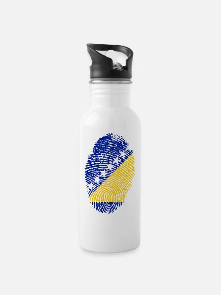 Bosnien und Herzegowina - Trinkflasche mit integriertem Trinkhalm - Weiß
