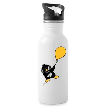 Le pingouin ballon s’envole - Gourde avec paille intégrée - blanc - Droite