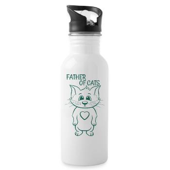 Father of Cats - Trinkflasche mit integriertem Trinkhalm - Weiß - Rechts