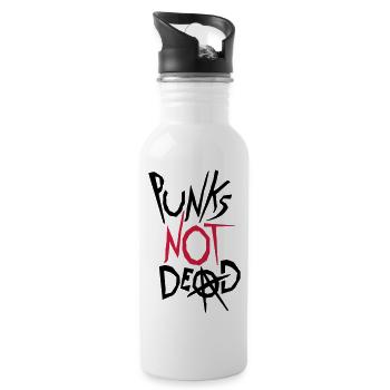 punks not dead Zitat - Trinkflasche mit integriertem Trinkhalm - Weiß - Rechts