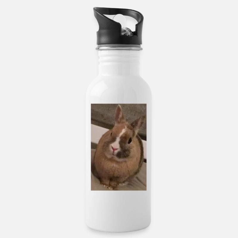 Kaninchen - Trinkflasche mit integriertem Trinkhalm - Weiß