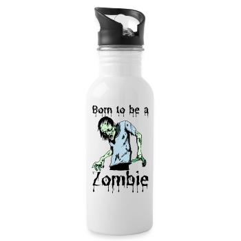 Né pour être un zombie je cadeau - Gourde avec paille intégrée - blanc - Droite