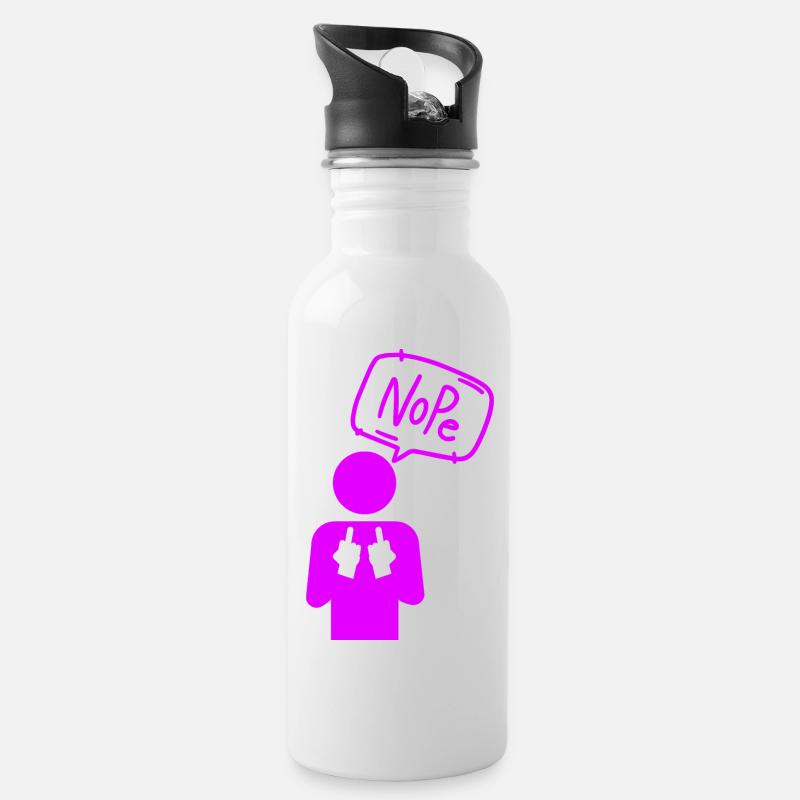 Nope - Trinkflasche mit integriertem Trinkhalm - Weiß