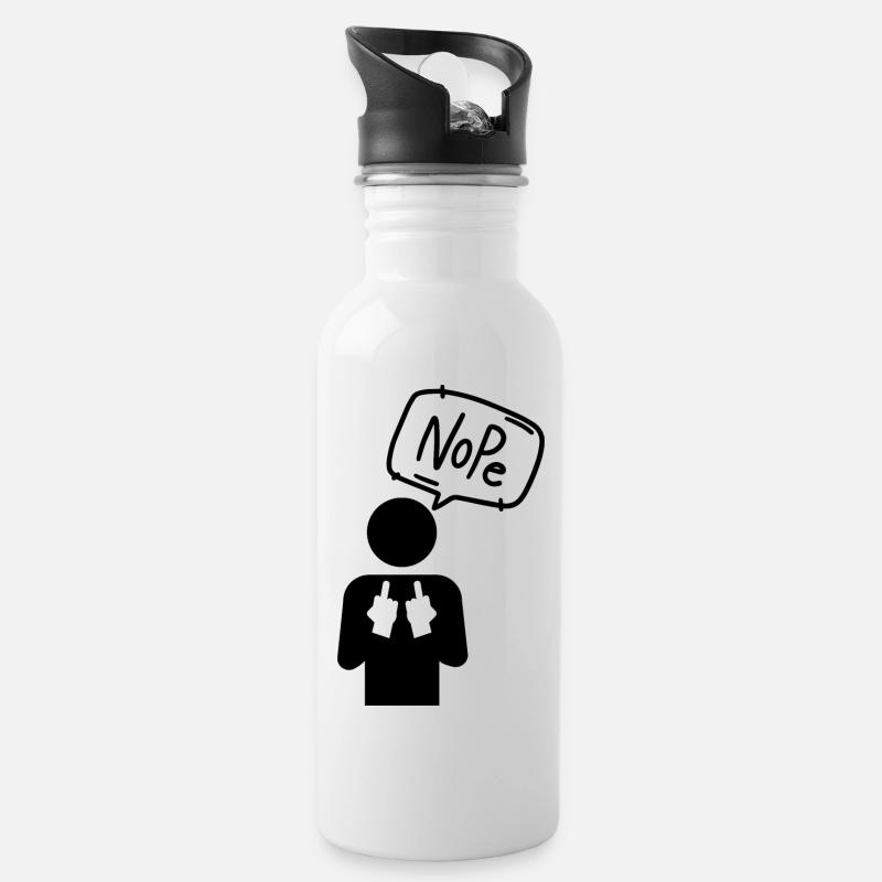 Nope - Trinkflasche mit integriertem Trinkhalm - Weiß