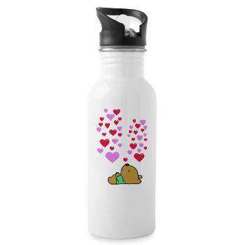 Rêves d’amour - Gourde avec paille intégrée - blanc - Droite