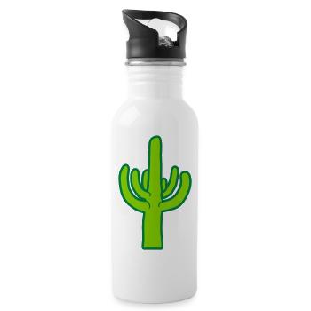 Desert Cactus Silhouette Plant - Water bottle with straw - white - Right