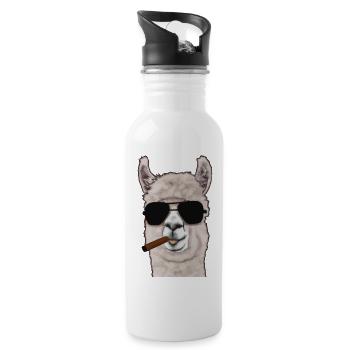 Llama Alpaka mit Zigarre Lustig No Drama Llama - Trinkflasche mit integriertem Trinkhalm - Weiß - Rechts