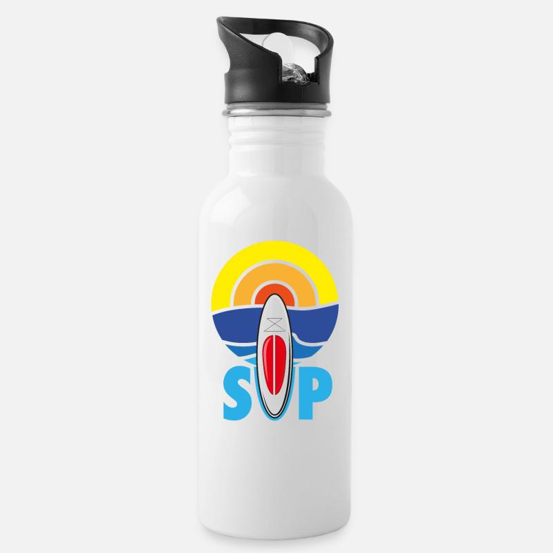 SUP - Stand UP Paddle - Water bottle with straw - white