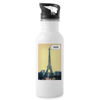 Eiffel Pop Art Paris - Trinkflasche mit integriertem Trinkhalm - Weiß - Rechts