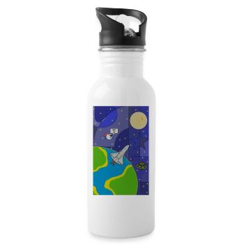 MOCHI WORLD UNIVERSUM - Trinkflasche mit integriertem Trinkhalm - Weiß - Rechts
