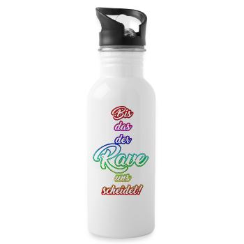 Bis das der Rave uns scheidet! - Trinkflasche mit integriertem Trinkhalm - Weiß - Rechts