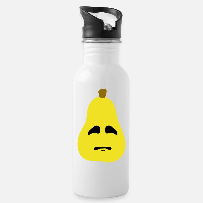 Pear - Water bottle with straw - white