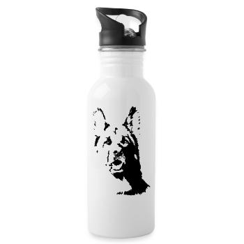 Deutscher Schäferhund von vorn - Trinkflasche mit integriertem Trinkhalm - Weiß - Rechts