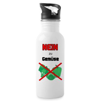 Nein zu Gemüse - Trinkflasche mit integriertem Trinkhalm - Weiß - Rechts