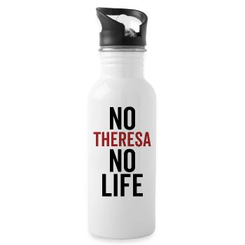Nein Theresa Kein Leben - Trinkflasche mit integriertem Trinkhalm - Weiß - Rechts